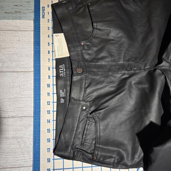 ANA Leather Look Coated Denim High Rise Skinny Leg Pants Jeans 16P Plus Petite - Picture 5 of 8